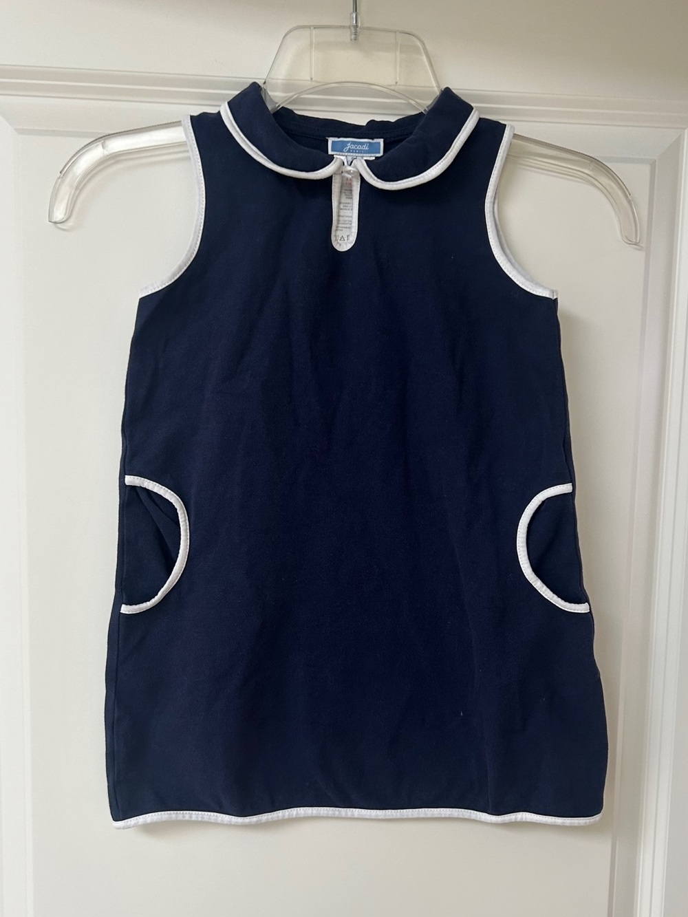 Jacadi Navy and White Trim Peter Pan Collar Cotton Dress